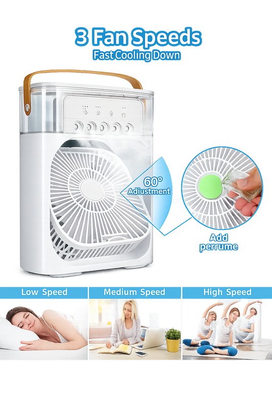 Mini Air Cooling Fan Portable Fan Copper Motor High Power Support Strong Airflow Large Size Cooling - Box Size 11 Inch (Random Color)