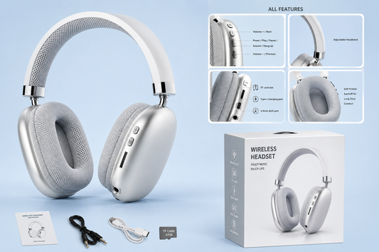 P9 Wireless Bluetooth Headphones – Hi-Fi Stereo Sound, Foldable Design, Soft Cushioned Ear Cups, Multi-Mode Playback (Bluetooth/TF/AUX) – Mix Colors