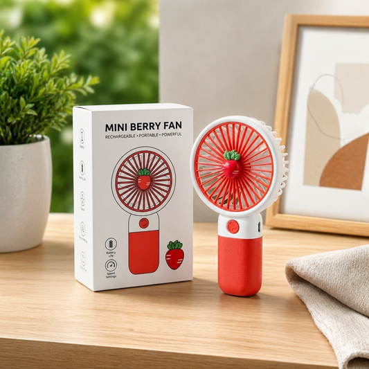 Stay Cool Anywhere! Mini Portable Rechargeable Fan With Stand - Cute Carrot Design.