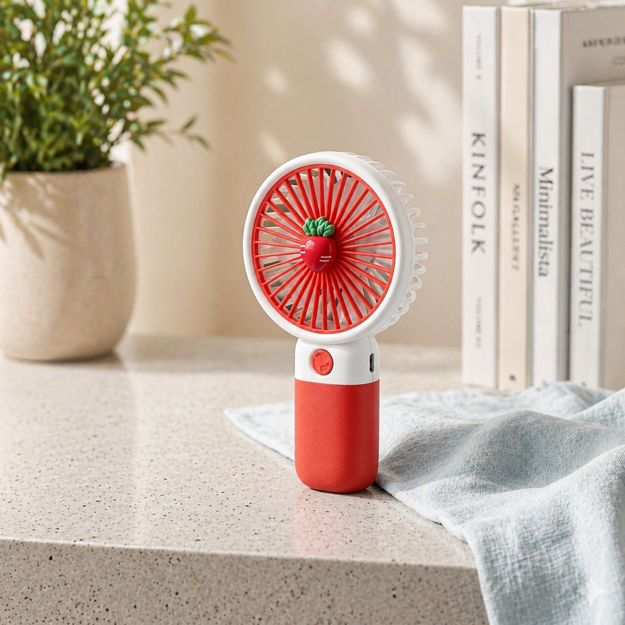 Stay Cool Anywhere! Mini Portable Rechargeable Fan With Stand - Cute Carrot Design.