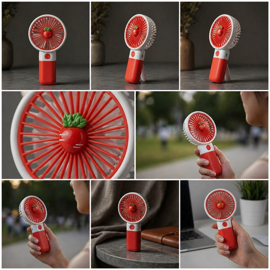 Stay Cool Anywhere! Mini Portable Rechargeable Fan With Stand - Cute Carrot Design.
